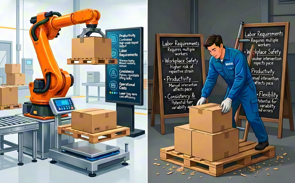 Moka Robot | Automatic Palletizing vs Manual Palletizing: Key ...
